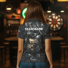 Load image into Gallery viewer, Personalized Skull Dartboard Smoke Pattern Black Dart Shirts For Women Dart Jerseys Polo &amp; 1/4 Zip TDM3720