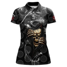 Load image into Gallery viewer, Personalized Skull Dartboard Smoke Pattern Black Dart Shirts For Women Dart Jerseys Polo &amp; 1/4 Zip TDM3720