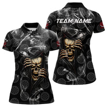 Load image into Gallery viewer, Personalized Skull Dartboard Smoke Pattern Black Dart Shirts For Women Dart Jerseys Polo &amp; 1/4 Zip TDM3720