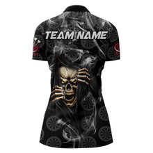 Load image into Gallery viewer, Personalized Skull Dartboard Smoke Pattern Black Dart Shirts For Women Dart Jerseys Polo &amp; 1/4 Zip TDM3720