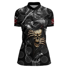 Load image into Gallery viewer, Personalized Skull Dartboard Smoke Pattern Black Dart Shirts For Women Dart Jerseys Polo &amp; 1/4 Zip TDM3720