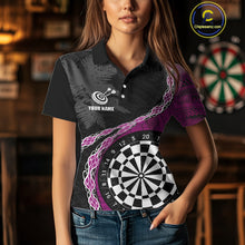 Load image into Gallery viewer, Custom Black And Purple Tribal Darts Shirts For Women | Team Polo &amp; Quarter Zip Darts Jerseys TDM3991