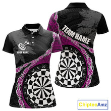 Load image into Gallery viewer, Custom Black And Purple Tribal Darts Shirts For Women | Team Polo &amp; Quarter Zip Darts Jerseys TDM3991