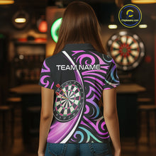 Load image into Gallery viewer, Funny Neon Purple Tribal Dart Shirts For Women – Custom Team Darts Jersey Polo &amp; Quarter Zip TDM3993