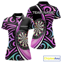 Load image into Gallery viewer, Funny Neon Purple Tribal Dart Shirts For Women – Custom Team Darts Jersey Polo &amp; Quarter Zip TDM3993