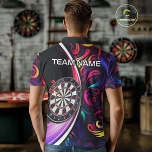 Funny Colorful Neon Swirl Pattern Custom Dart Shirts For Men, Team Polo & Quarter Zip Dart Jerseys TDM3994