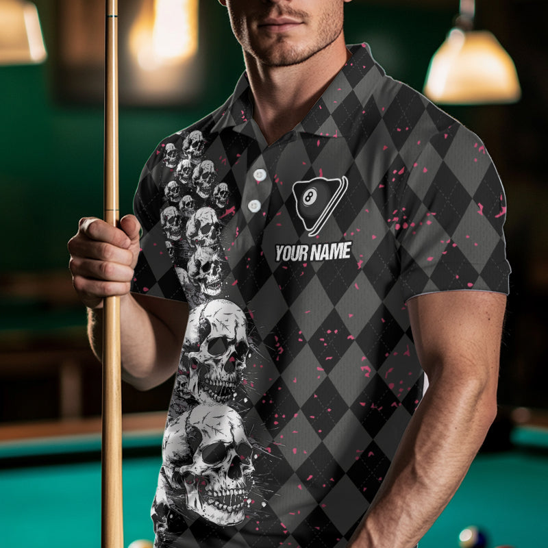 Billiard Skull It Worked In My Head Custom Argyle Pattern Men Billiard Shirts, Pool Team Jerseys TDM1811