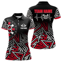 Load image into Gallery viewer, Personalized Darts Heartbeat Zig-Zag Pattern Custom Dart Shirts For Women, Dart Team Jerseys | Red TDM3228