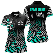Load image into Gallery viewer, Personalized Darts Heartbeat Zig-Zag Pattern Custom Dart Shirts For Women, Dart Jerseys | Turquoise TDM3229