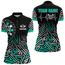 Load image into Gallery viewer, Personalized Darts Heartbeat Zig-Zag Pattern Custom Dart Shirts For Women, Dart Jerseys | Turquoise TDM3229