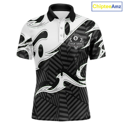 Personalized White Black 3D 8 Ball Billiards Pool Shirts For Men Custom Billiard Team Jerseys TDM5722