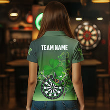 Load image into Gallery viewer, Green Luckiest Shamrock 3D Dartboard Women Dart Shirts Custom St Patrick Day Dart Shirts Team Jerseys TDM3570