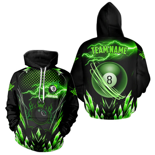 Personalized Green Icy Lightning 8 Ball Hoodie For Men And Women Pool Player, Billiard Hoodie Jersey TDM1443