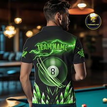 Load image into Gallery viewer, Personalized Green Icy Lightning 8 Ball Pool Men Polo Shirts Custom Billiard Team League Jersey TDM1443