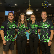 Load image into Gallery viewer, Custom Green Icy Lightning 8 Ball Pool Men Quarter-Zip Shirts, Billiard Team League Jersey TDM1443