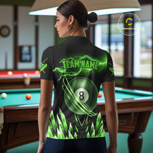 Load image into Gallery viewer, Personalized Green Icy Lightning 8 Ball Pool Women Polo Shirts Custom Billiard Team League Jersey TDM1443
