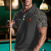 Load image into Gallery viewer, Personalized Retro Camo US Flag Billiard Shirt For Men, 8 Ball Pool Team Jersey Polo &amp; 1/4 Zip TDM6336