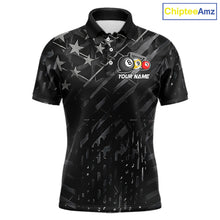 Load image into Gallery viewer, Black US Flag 9 Ball Pool Wings Billiard Shirt For Men Custom Billiard Team Jersey Polo &amp; 1/4 Zip TDM6340