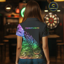 Load image into Gallery viewer, Colorful Rainbow Fire Flame Darts Polo &amp; Quarter Zip Custom Dart Shirt For Women Dart Jerseys TDM3995