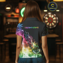 Load image into Gallery viewer, Rainbow Colorful Light Icy Women Darts Polo &amp; Quarter Zip Custom Dart Shirts For Team Dart Jerseys TDM3996