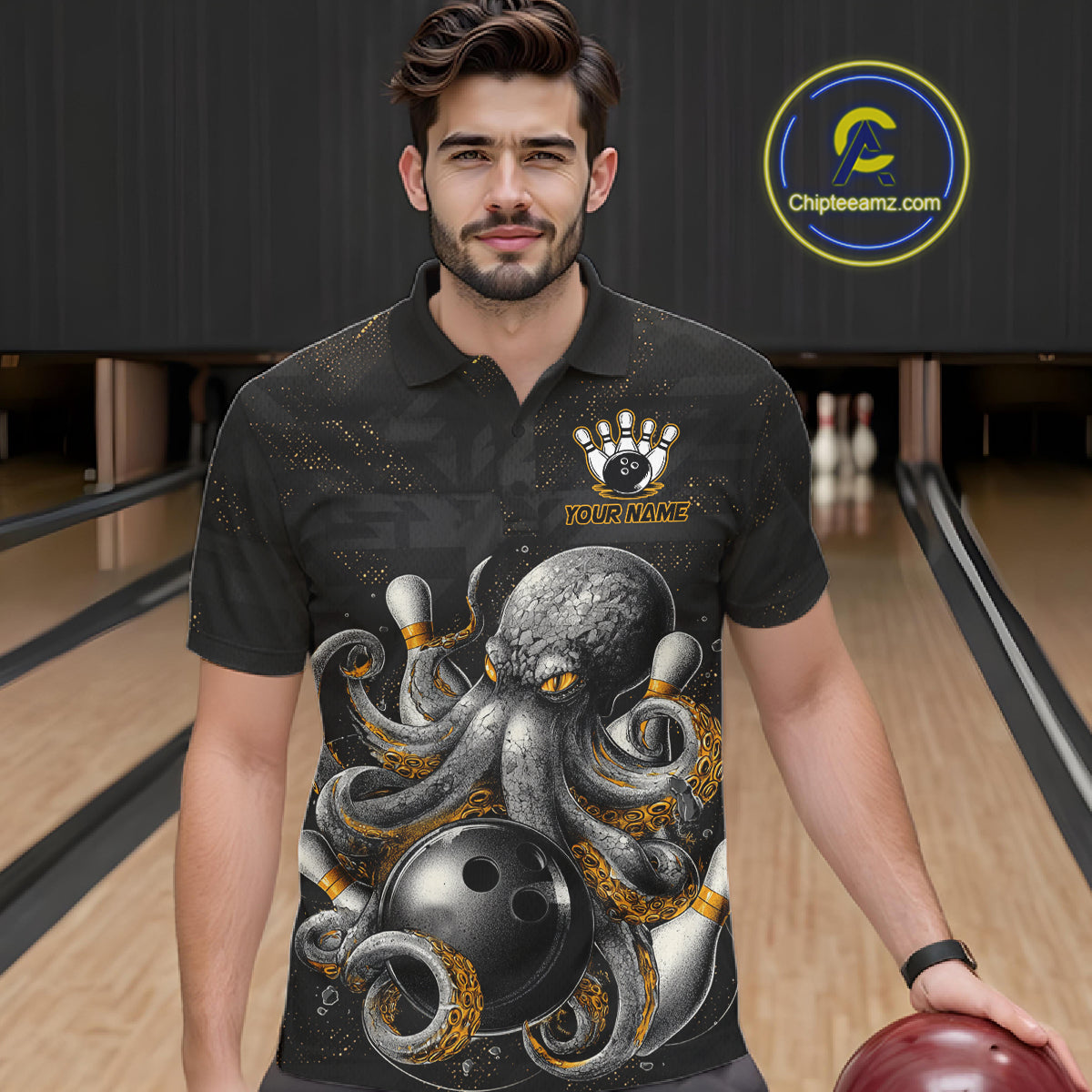 Personalized Funny Octopus Bowling Jersey For Men Custom Bowling Team Shirts Polo & Quarter Zip TDM6518