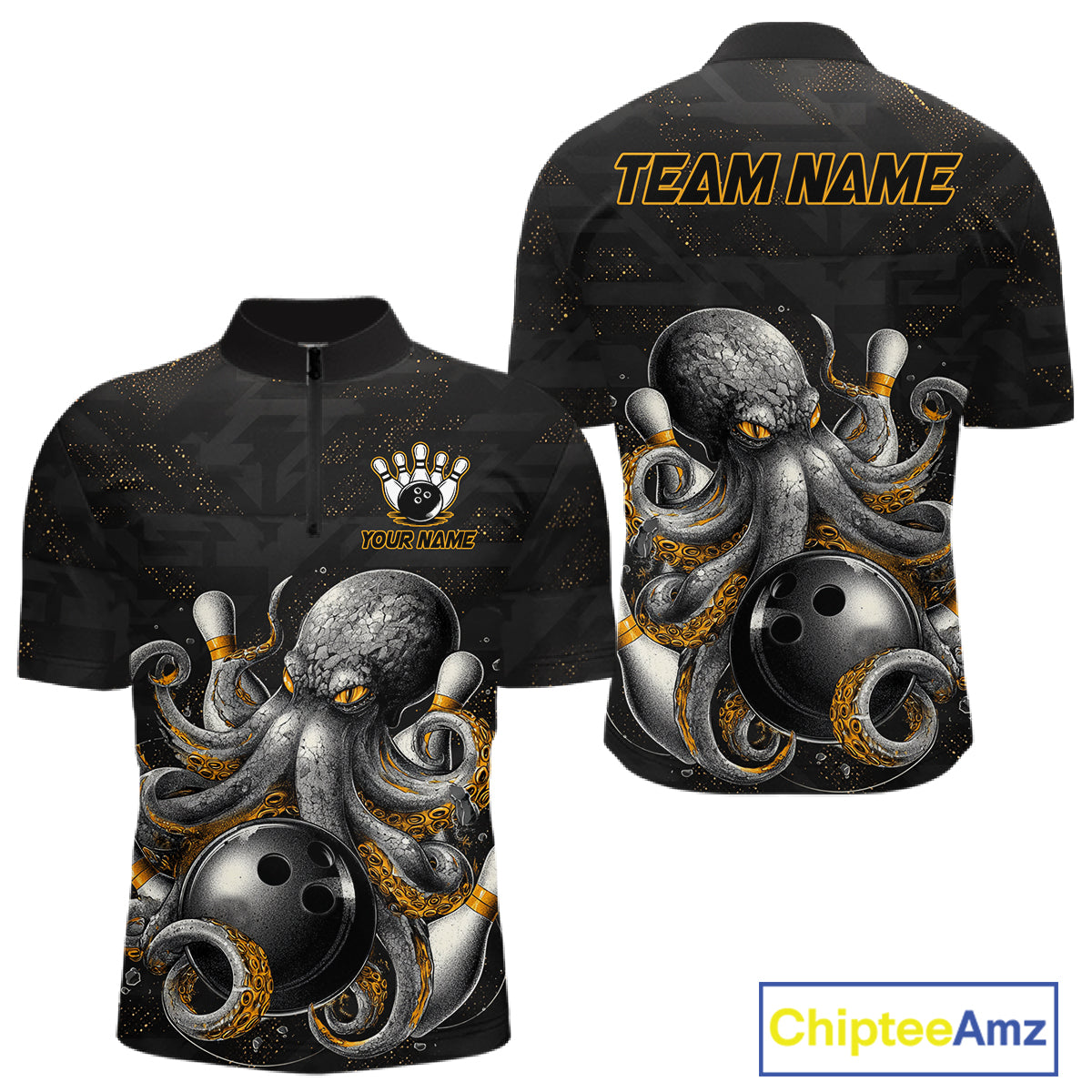 Personalized Funny Octopus Bowling Jersey For Men Custom Bowling Team Shirts Polo & Quarter Zip TDM6518