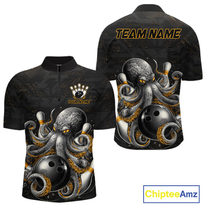 Personalized Funny Octopus Bowling Jersey For Men Custom Bowling Team Shirts Polo & Quarter Zip TDM6518