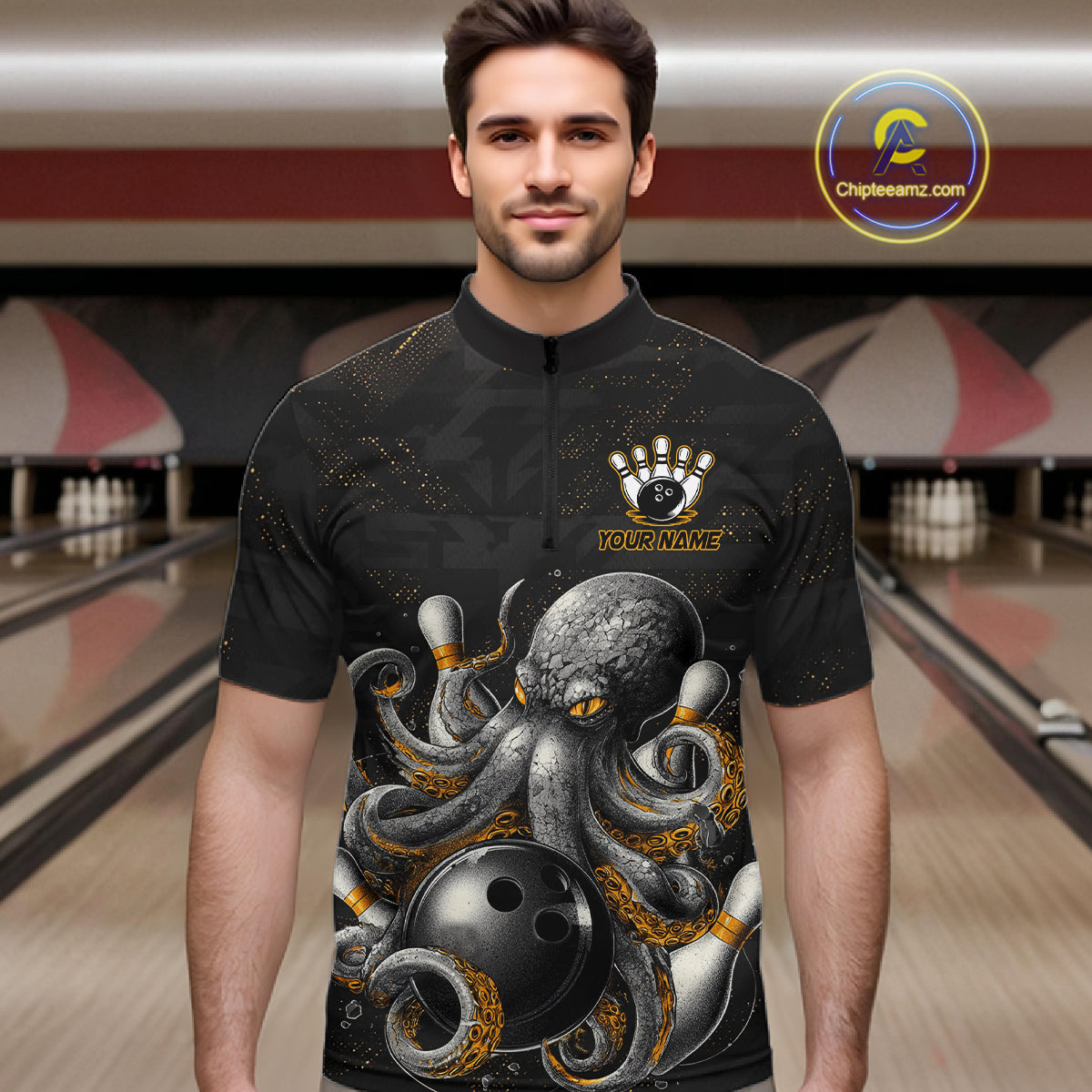 Personalized Funny Octopus Bowling Jersey For Men Custom Bowling Team Shirts Polo & Quarter Zip TDM6518