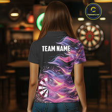 Load image into Gallery viewer, Funny Pink Flame Dart Shirt With Pocket Option For Women Custom Darts Jersey TDM4353