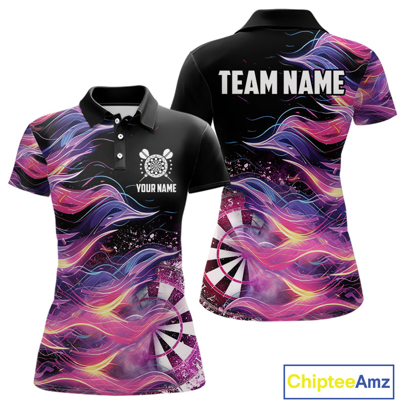 Funny Pink Flame Dart Shirt With Pocket Option For Women Custom Darts Jersey TDM4353