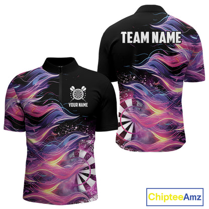 Funny Pink Flame Dart Shirt With Pocket Option For Men Custom Darts Jersey TDM4353