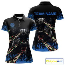 Load image into Gallery viewer, Black And Blue Grunge Panther Darts Shirt Polo &amp; Quarter Zip For Women Custom Darts Team Jersey TDM4582