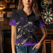 Load image into Gallery viewer, Black And Purple Grunge Panther Darts Shirt Polo &amp; Quarter Zip For Women Custom Darts Team Jersey TDM4583