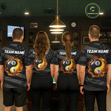 Load image into Gallery viewer, Black US Flag Yin-Yang 8 Ball &amp; 9 Ball Custom Billiard Shirts For Women, Billiard Team Jersey TDM5460