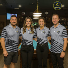 Load image into Gallery viewer, Grey US Flag Yin-Yang 8 &amp; 9 Ball Billiard Shirt For Women Custom Pool Team Jersey Polo &amp; 1/4 Zip TDM5463