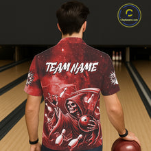Load image into Gallery viewer, Funny Red Grim Reaper Galaxy Hawaiian Bowling Shirt For Women Custom Bowling Team Jersey Outfit TDM6078