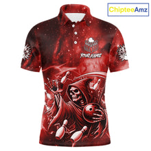 Load image into Gallery viewer, Funny Red Grim Reaper Galaxy Bowling Shirt For Men Custom Bowling Team Jersey Polo &amp; 1/4 Zip TDM6078