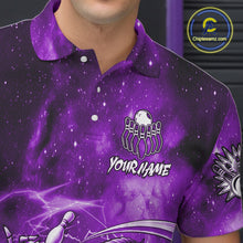 Load image into Gallery viewer, Funny Purple Grim Reaper Galaxy Bowling Shirt For Men Custom Bowling Team Jersey Polo &amp; 1/4 Zip TDM6080