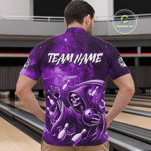 Load image into Gallery viewer, Funny Purple Grim Reaper Galaxy Bowling Shirt For Men Custom Bowling Team Jersey Polo &amp; 1/4 Zip TDM6080