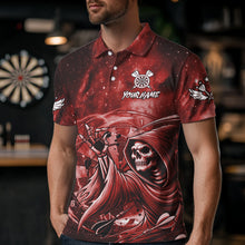 Load image into Gallery viewer, Red Grim Reaper Galaxy Dart Shirt For Men Custom Darts Jersey Pocket Option TDM6081