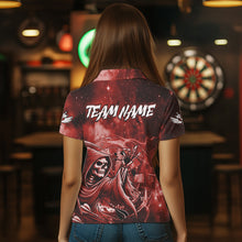 Load image into Gallery viewer, Red Grim Reaper Galaxy Dart Shirt For Women Custom Darts Jersey Pocket Option TDM6081