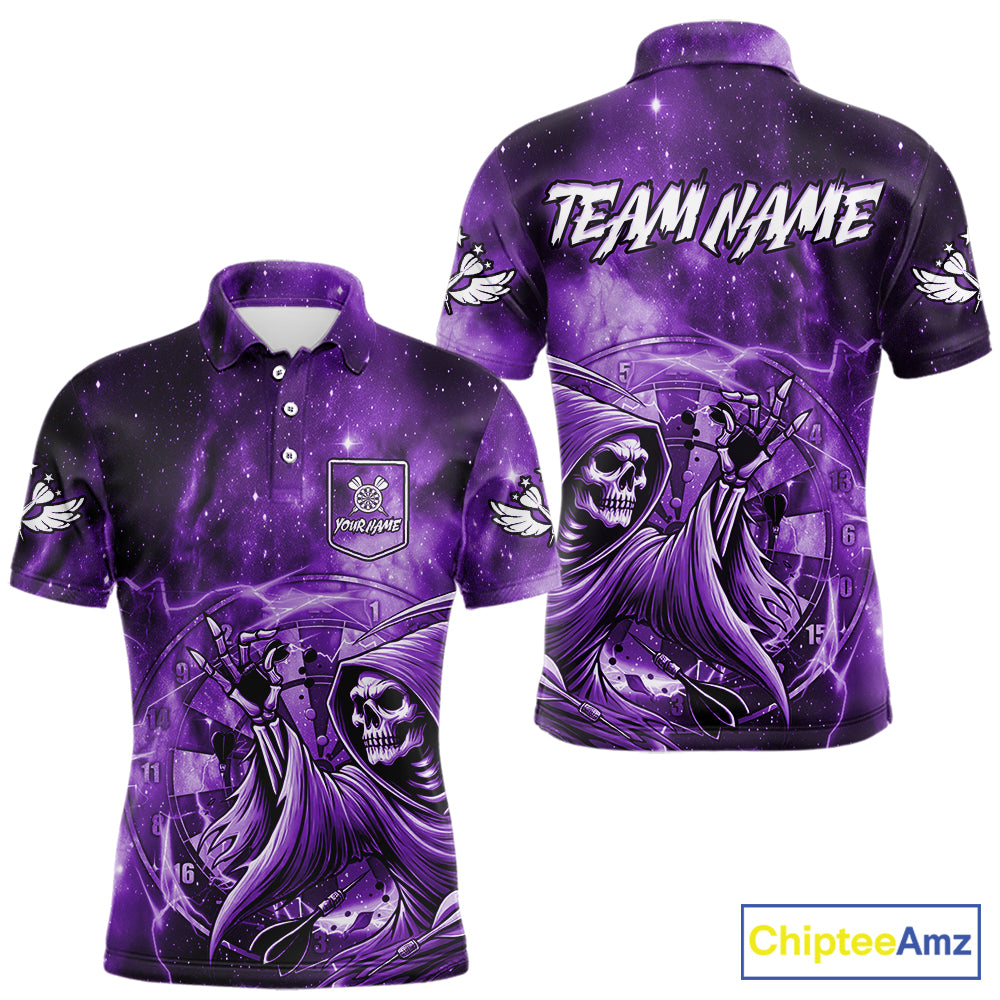 Purple Grim Reaper Dart Shirt With Pocket Option For Men Custom Darts Jersey TDM6083