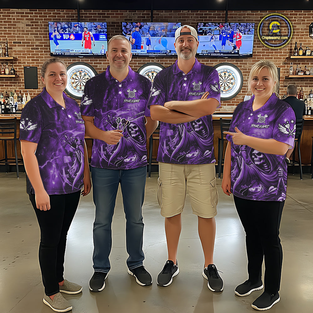Purple Grim Reaper Dart Shirt With Pocket Option For Men Custom Darts Jersey TDM6083