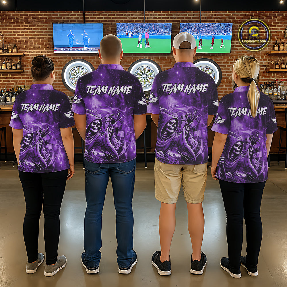 Purple Grim Reaper Dart Shirt With Pocket Option For Men Custom Darts Jersey TDM6083