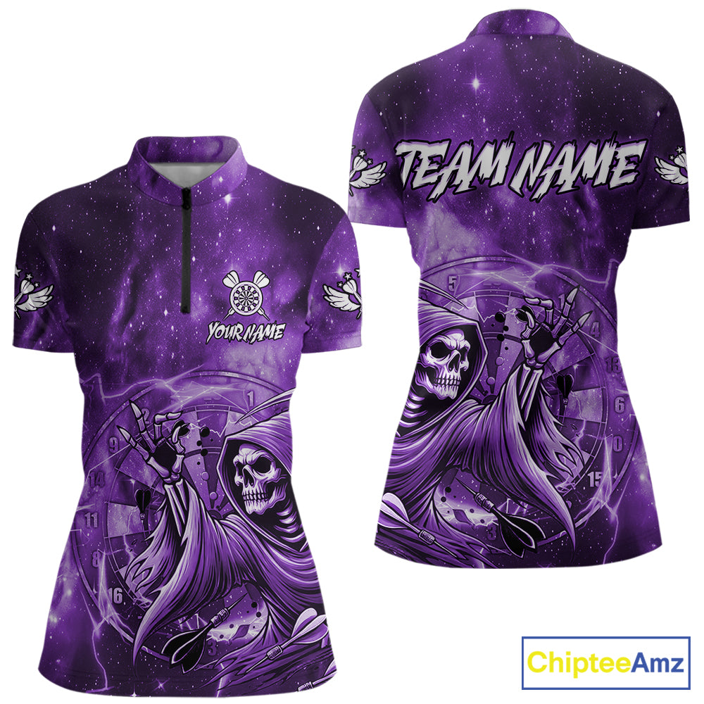 Purple Grim Reaper Dart Shirt With Pocket Option For Women Custom Darts Jersey TDM6083