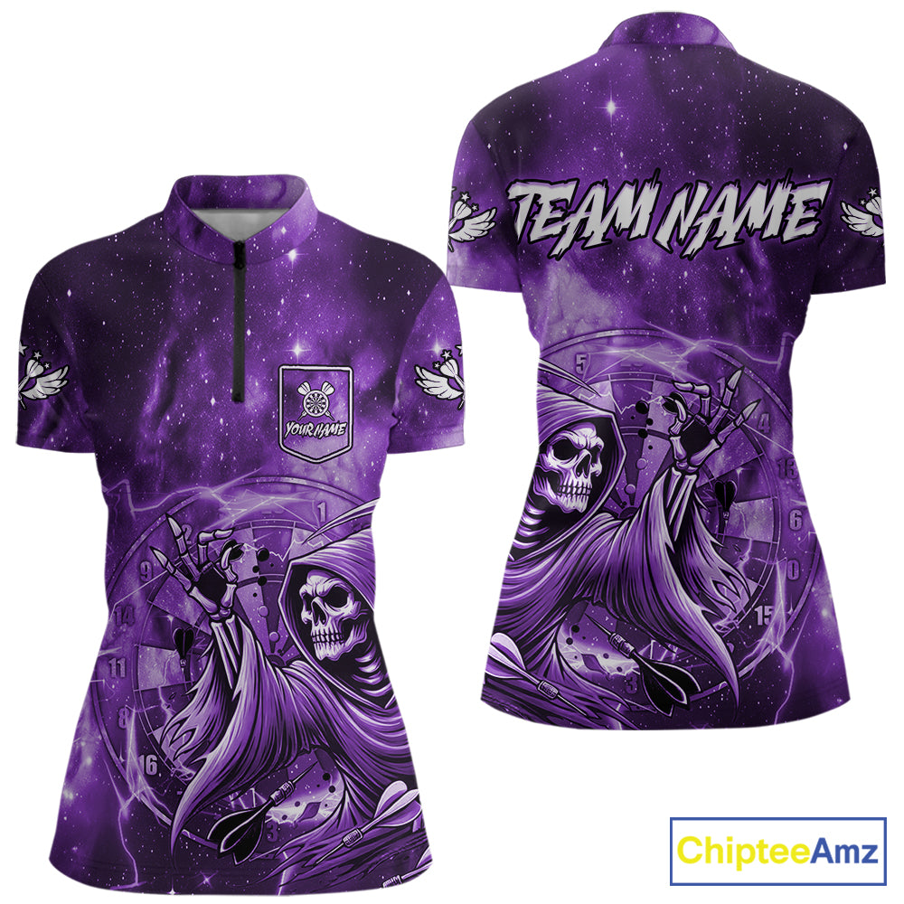 Purple Grim Reaper Dart Shirt With Pocket Option For Women Custom Darts Jersey TDM6083