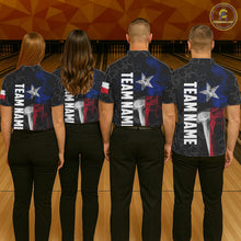 Load image into Gallery viewer, Personalized Texas Flag Smoke Bowling Shirt For Women, Patriotic Bowling Team Jersey Polo &amp; 1/4 Zip TDM6088