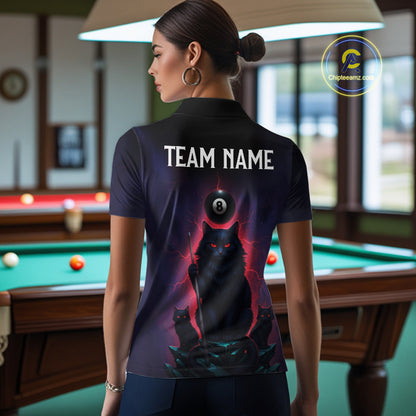 Personalized Billiard Cats Lightning 8 Ball Pool Shirt For Women, Billiard Team Jersey Polo & 1/4 Zip TDM6344
