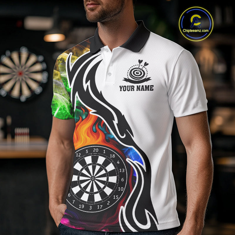 Colorful Rainbow Smoke Dart Shirts For Men Custom Team Polo & Quarter Zip Darts Jerseys Outfit TDM4007