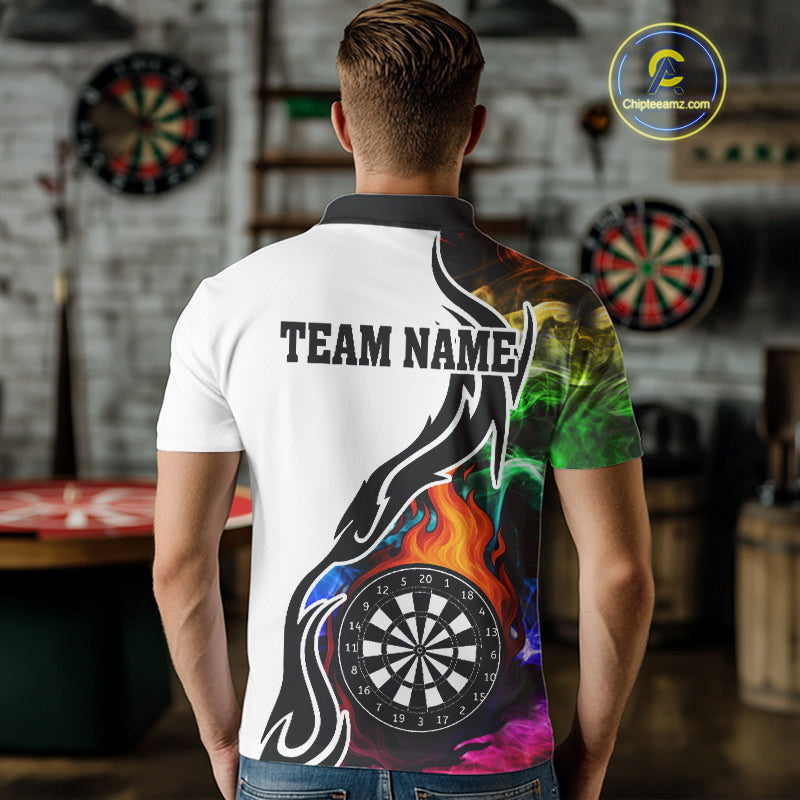 Colorful Rainbow Smoke Dart Shirts For Men Custom Team Polo & Quarter Zip Darts Jerseys Outfit TDM4007